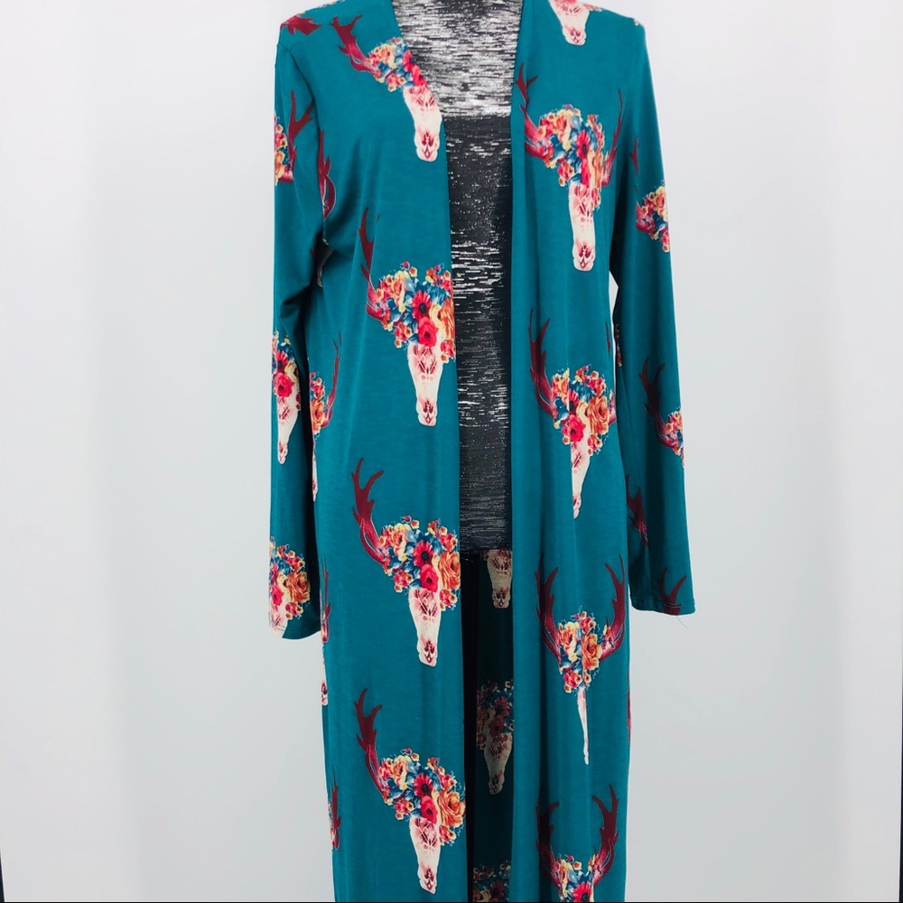 Floral Skull Teal Women's Poncho